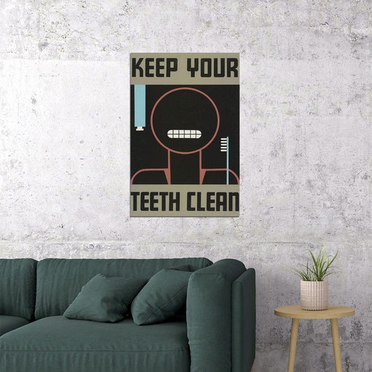 1930s Keep Your Teeth Clean Vintage Style Health Poster Wall Art Print Home Wall Decor - xonomax