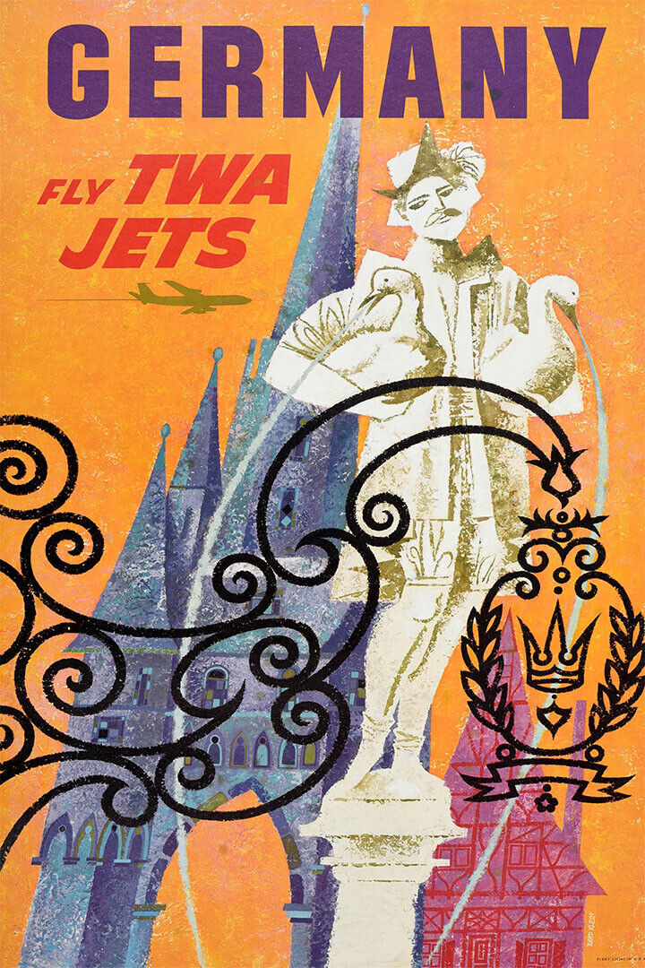 Twa See Germany 1968 Vintage Style Jet Travel Poster Wall Art Print Home Wall Decor