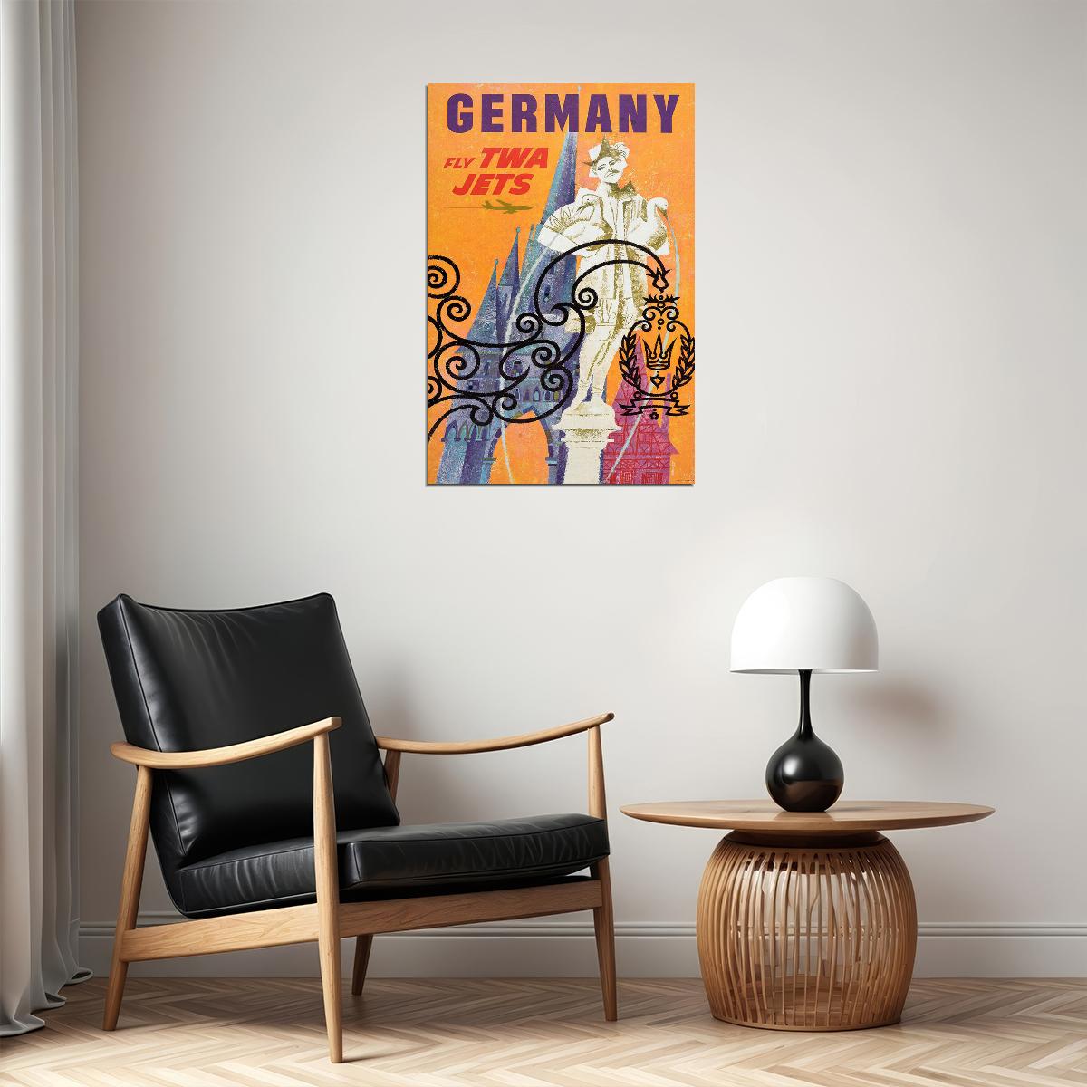 Twa See Germany 1968 Vintage Style Jet Travel Poster Wall Art Print Home Wall Decor