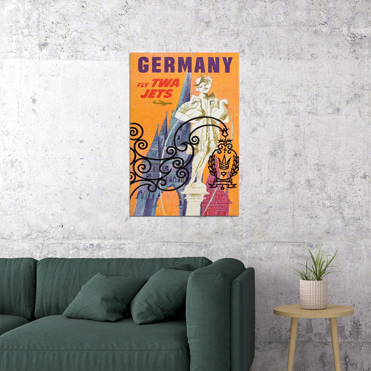 Twa See Germany 1968 Vintage Style Jet Travel Poster Wall Art Print Home Wall Decor