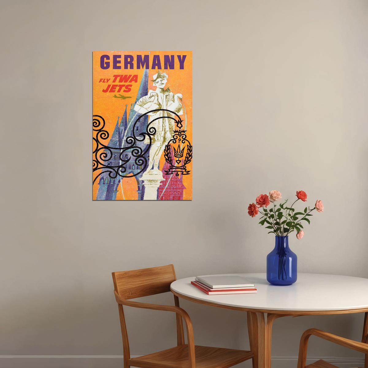 Twa See Germany 1968 Vintage Style Jet Travel Poster Wall Art Print Home Wall Decor