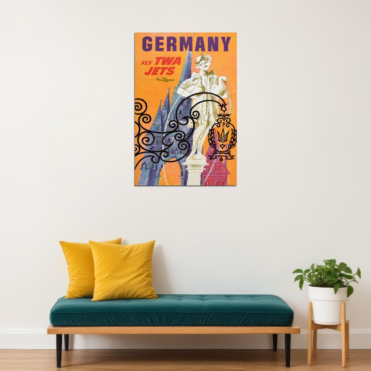 Twa See Germany 1968 Vintage Style Jet Travel Poster Wall Art Print Home Wall Decor