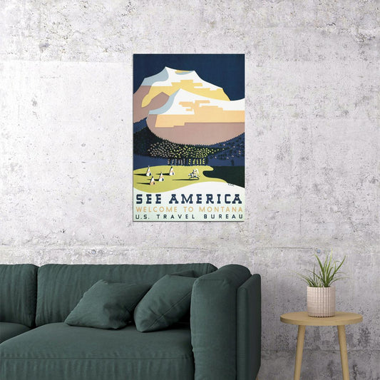 1930s Montana See America! Wpa Vintage American Travel Poster Wall Art Print Home Wall Decor - xonomax