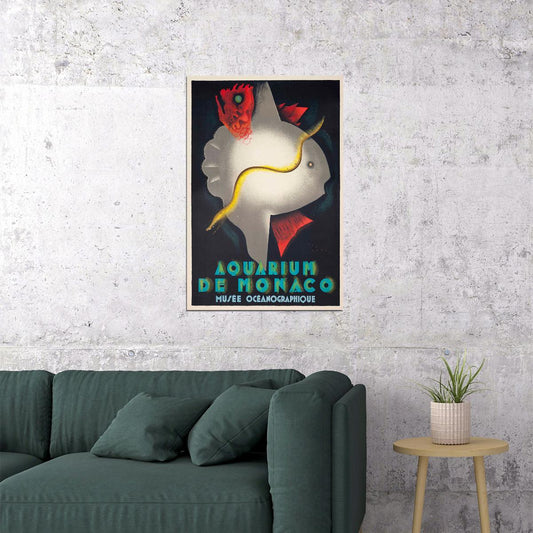 1928 Aquarium De Monaco Musee Oceanographique Travel Poster Wall Art Print Home Wall Decor - xonomax