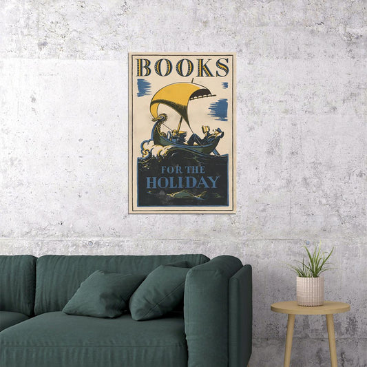 1920s Books For The Holiday Reading Holiday Vintage Style Poster Wall Art Print Home Wall Decor - xonomax
