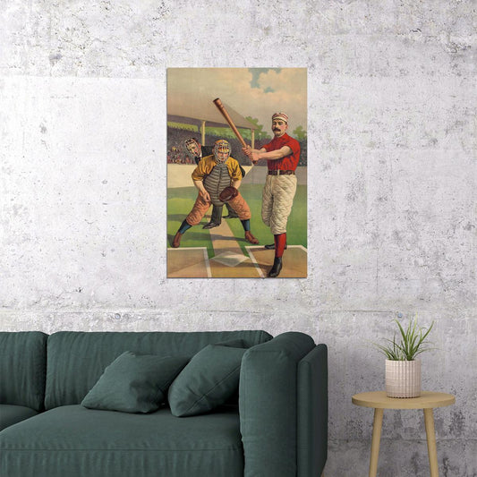 1895 Baseball Batter Vintage Style Baseball Poster Wall Art Print Home Wall Decor - xonomax