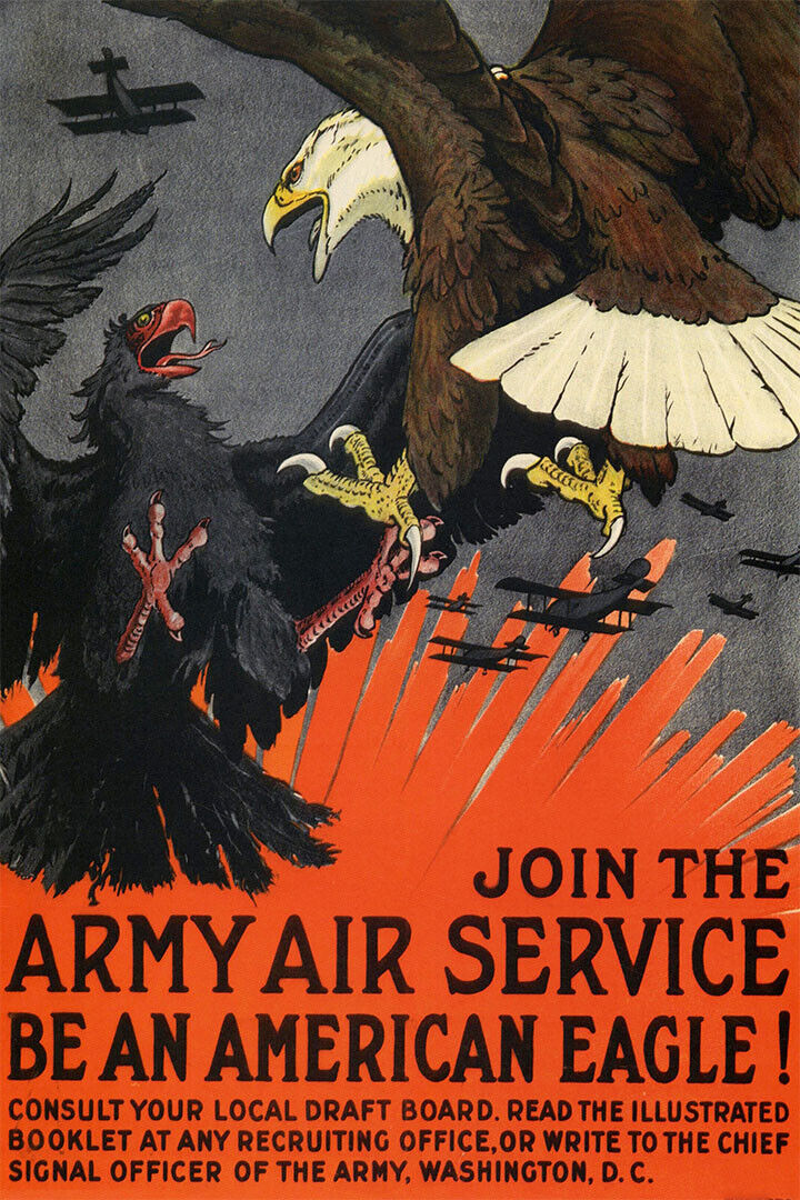 Join The Army Air Service Be An American Eagle 1917 Wwi Poster Wall Art Print Home Wall Decor
