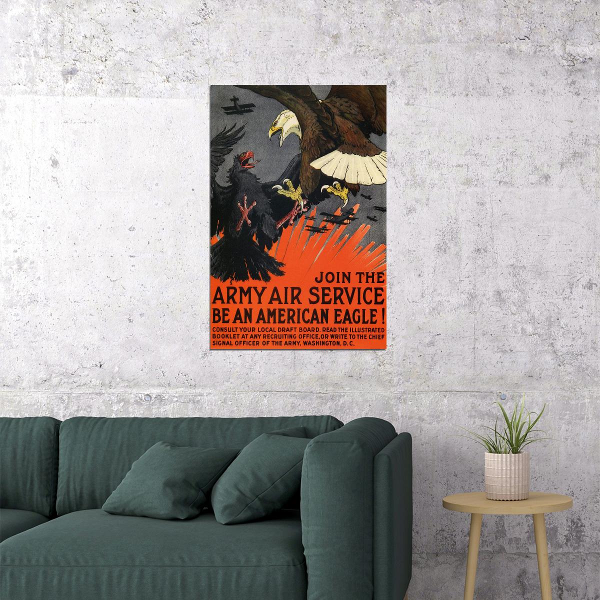 Join The Army Air Service Be An American Eagle 1917 Wwi Poster Wall Art Print Home Wall Decor