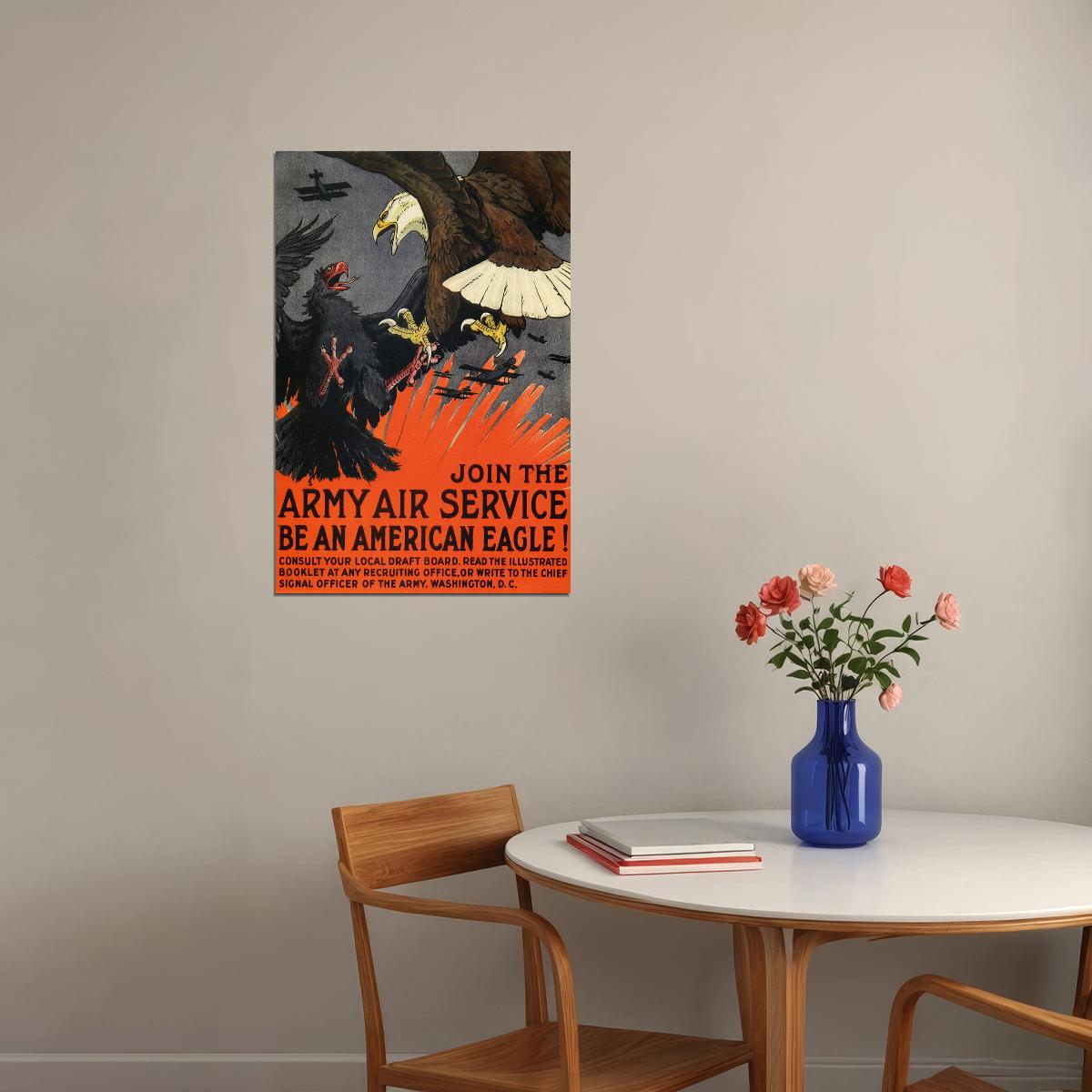 Join The Army Air Service Be An American Eagle 1917 Wwi Poster Wall Art Print Home Wall Decor