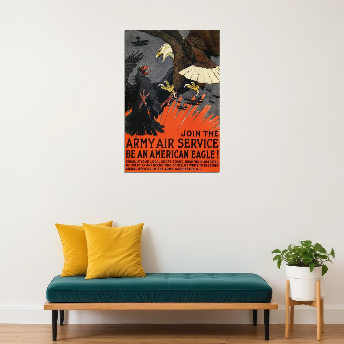 Join The Army Air Service Be An American Eagle 1917 Wwi Poster Wall Art Print Home Wall Decor