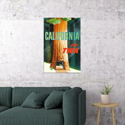 California Redwoods 1950s Twa Airline Vintage Travel Poster Wall Art Print Home Wall Decor - xonomax
