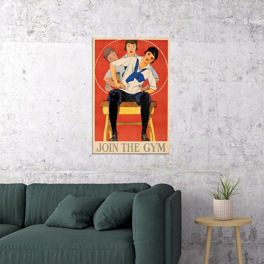 Join The Gym 1920s Vintage Style Exercise Willness Poster Wall Art Print Home Wall Decor - xonomax