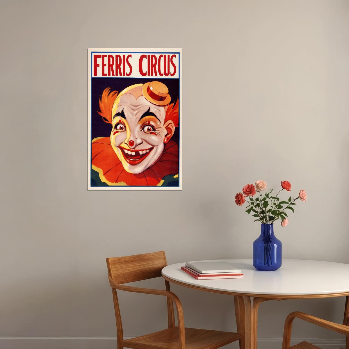1930s Clown Ferris Circus Creepy Clown Poster Wall Art Print Home Wall Decor - xonomax