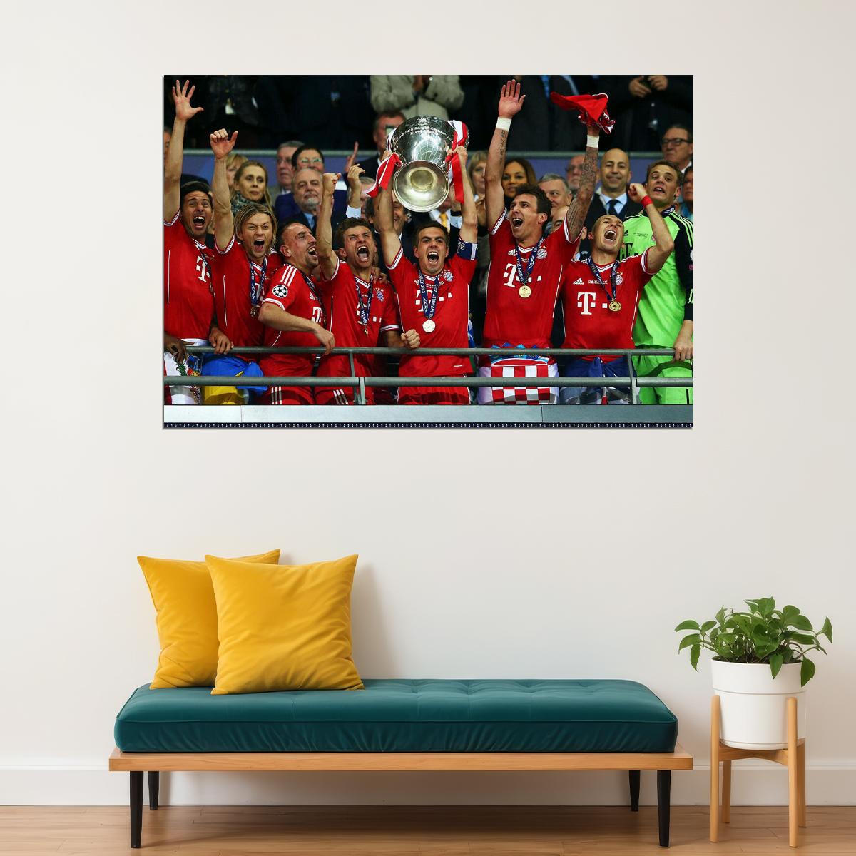 2012-13 Champions League Winners Bayern Munih Poster Wall Art Print Home Wall Decor - xonomax
