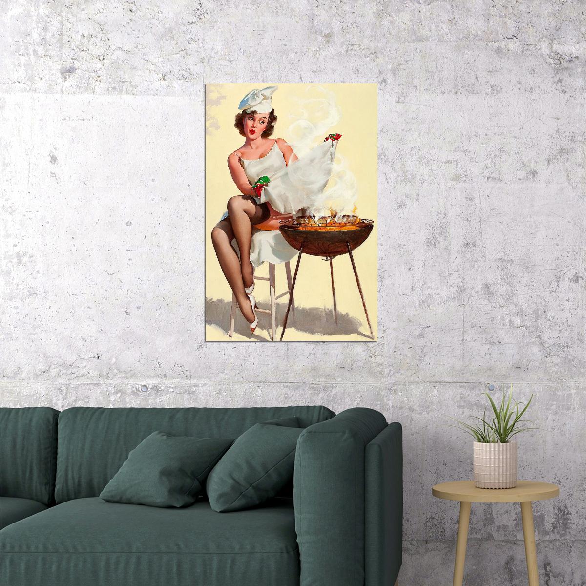 Barbecutie Vintage Style Sexy Bbq Pin-up Poster Wall Art Print Home Wall Decor