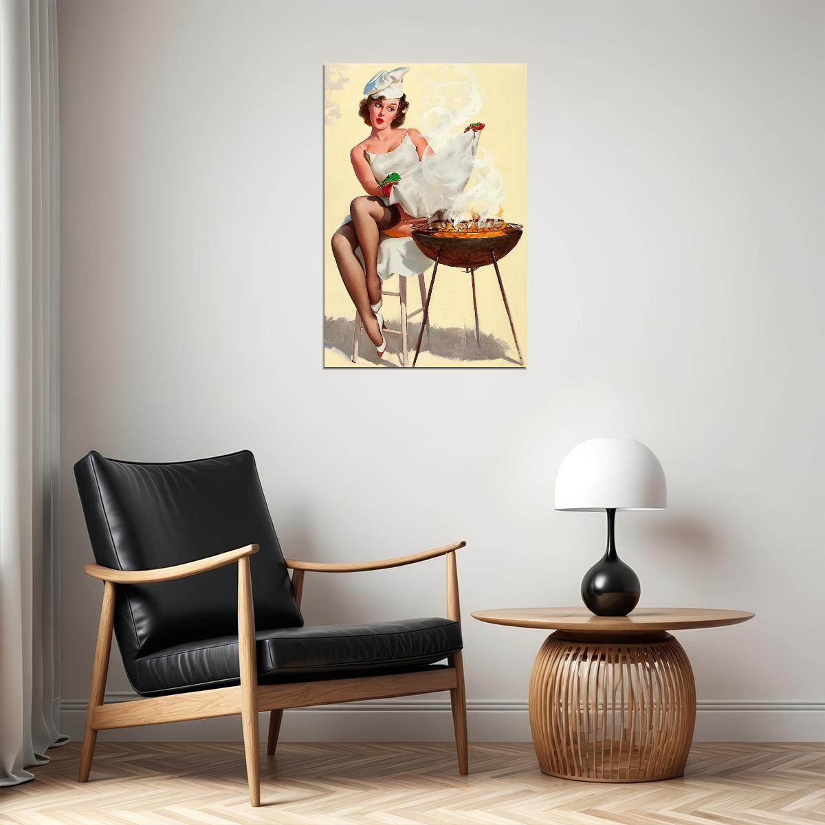 Barbecutie Vintage Style Sexy Bbq Pin-up Poster Wall Art Print Home Wall Decor