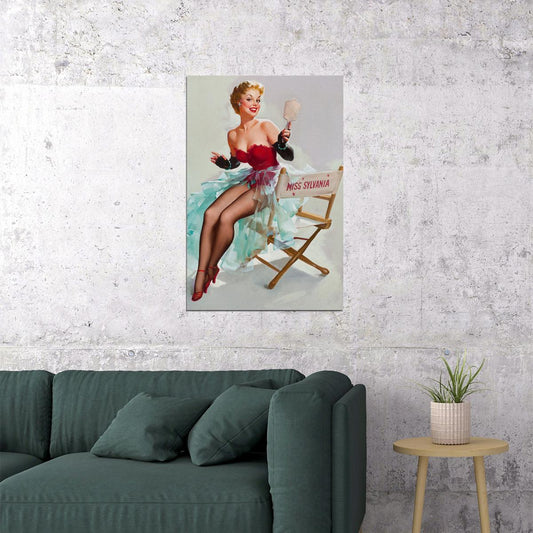 1950s Pin-up Actress Admiring Miss Sylvania Poster Wall Art Print Home Wall Decor - xonomax