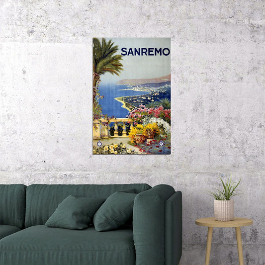 1920s San Remo Italy Vintage Style Italian Seaside Travel Poster Wall Art Print Home Wall Decor - xonomax