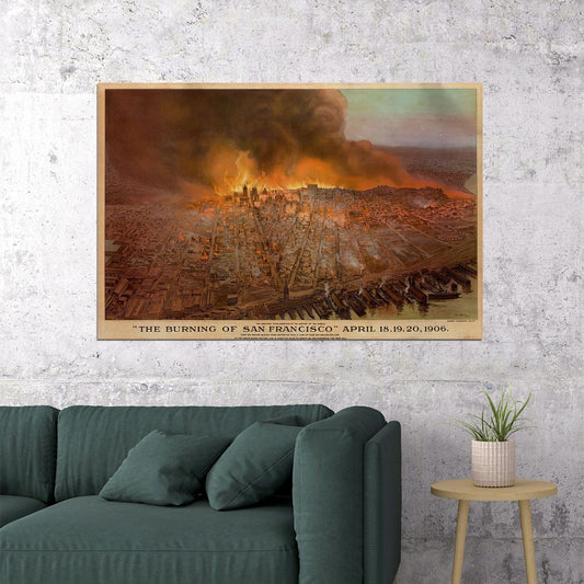 Burning Of San Francisco 1906 Historic Panoramic Town Map Poster Wall Art Print Home Wall Decor - xonomax