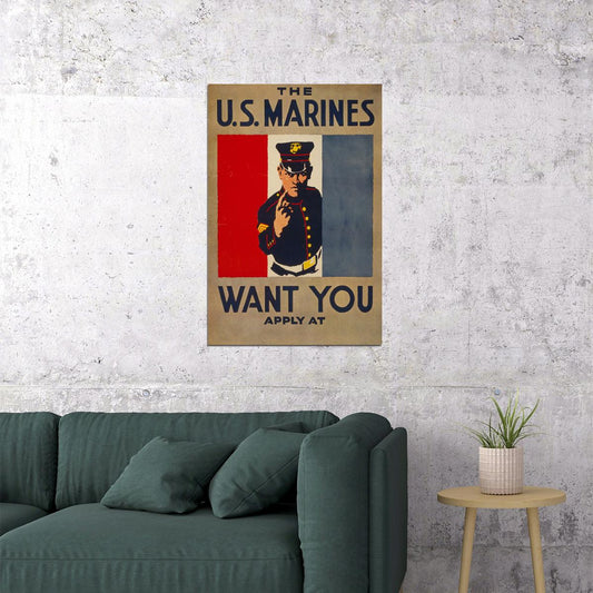 1914 Us Marines Want You! Wwi Usmc Recruiting Poster Wall Art Print Home Wall Decor - xonomax