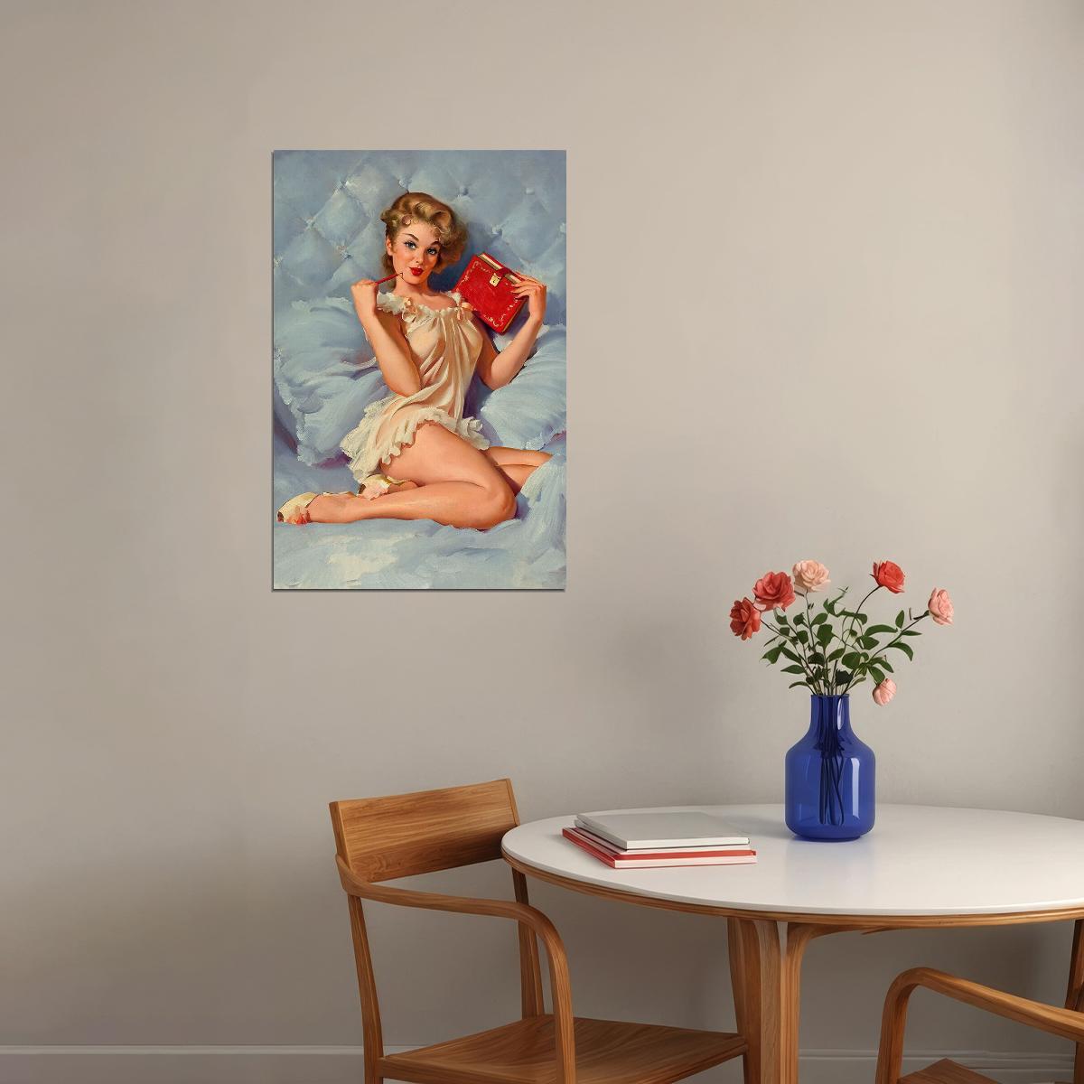 1960s Pin-up Sexy Girl Thinking Of You Poster Wall Art Print Home Wall Decor