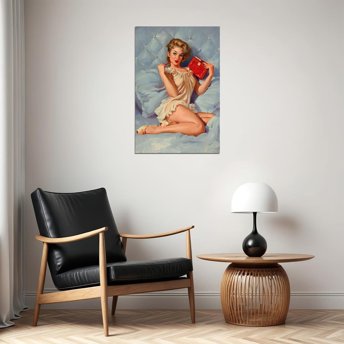 1960s Pin-up Sexy Girl Thinking Of You Poster Wall Art Print Home Wall Decor
