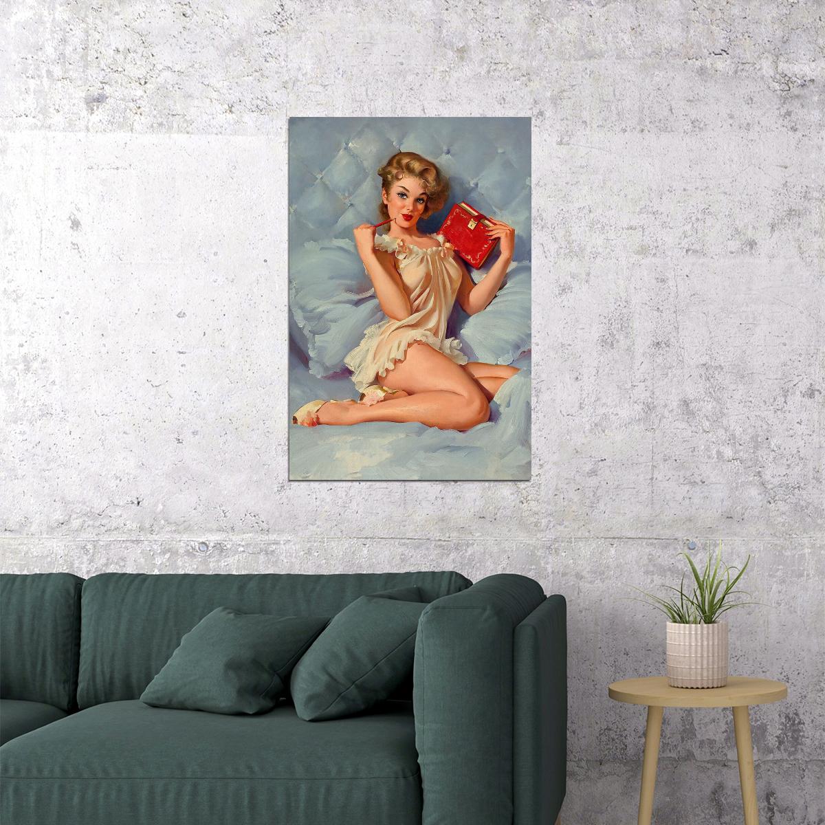 1960s Pin-up Sexy Girl Thinking Of You Poster Wall Art Print Home Wall Decor