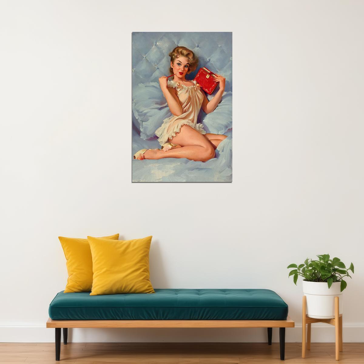 1960s Pin-up Sexy Girl Thinking Of You Poster Wall Art Print Home Wall Decor