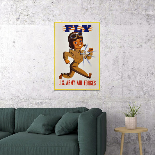 Fly! Us Army Air Forces World War Ii Vintage Pilot Poster Wall Art Print Home Wall Decor - xonomax