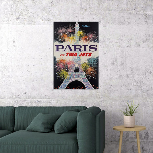 1960s Twa Paris Vintage Style Airline Travel Poster Wall Art Print Home Wall Decor - xonomax