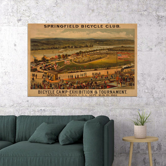 1883 Springfield Bicycle Club Tournament Vintage Cycling Poster Wall Art Print Home Wall Decor - xonomax