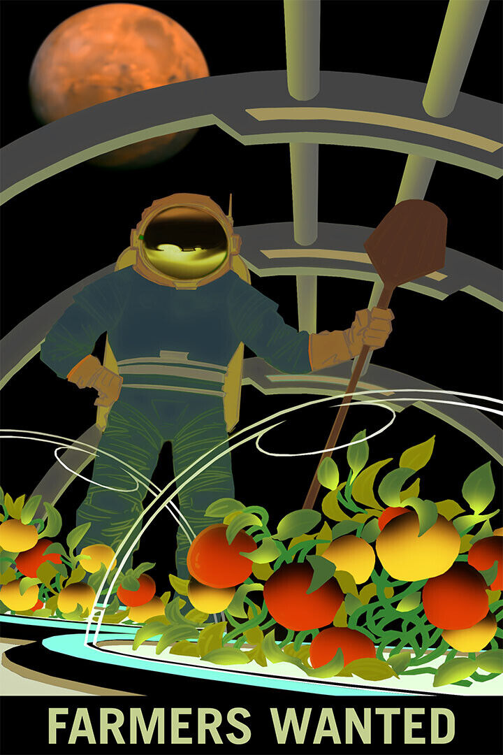 Retro Space Exploration Nasa Travel Farmers Wanted On Mars Poster Wall Art Print Home Wall Decor - xonomax