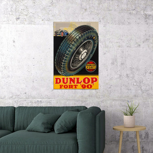 1930s Dunlop Tires Fort '90' Vintage Tire Advertising Poster Wall Art Print Home Wall Decor - xonomax