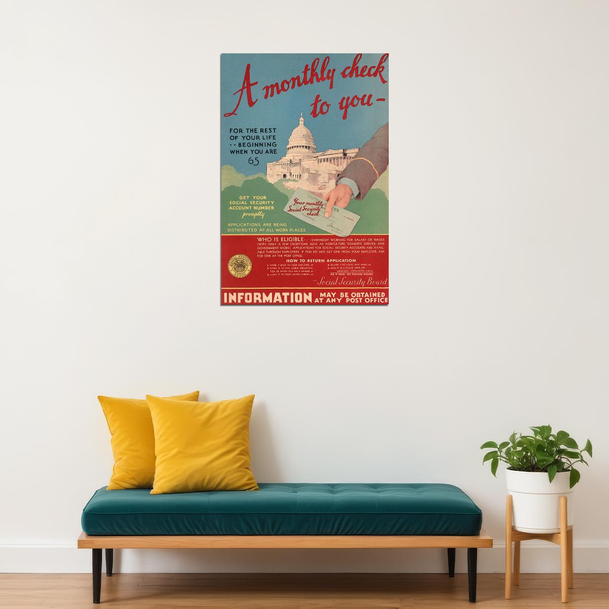 1930s Government Advertisement Social Security Information Poster Wall Art Print Home Wall Decor - xonomax
