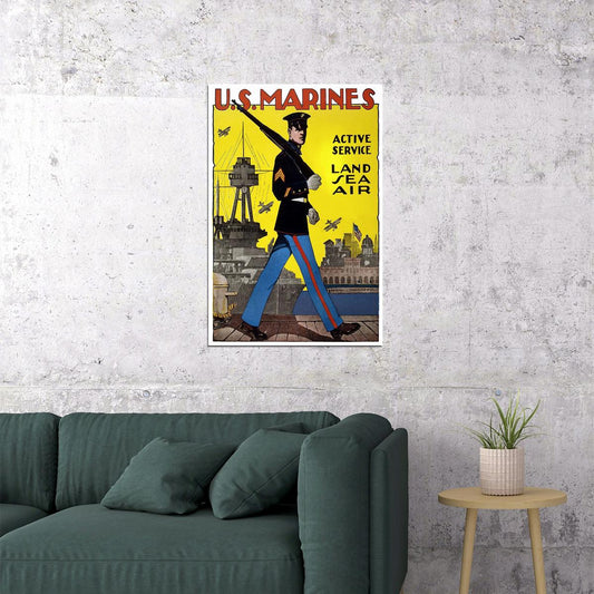 Us Marine Army Service Army Sea Air Vintage Style Poster Wall Art Print Home Wall Decor - xonomax