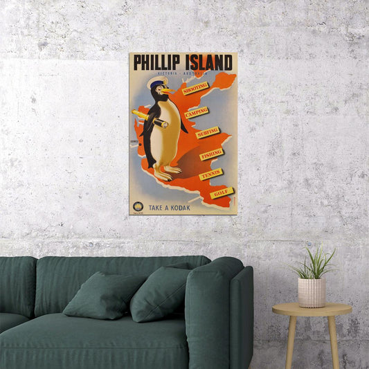 1930s Penguin Phillip Island Australia Vintage Travel Poster Wall Art Print Home Wall Decor - xonomax