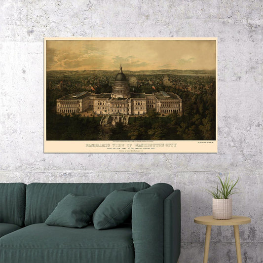 1857 Washington Dc Vintage Old Panoramic City Map Poster Wall Art Print Home Wall Decor - xonomax