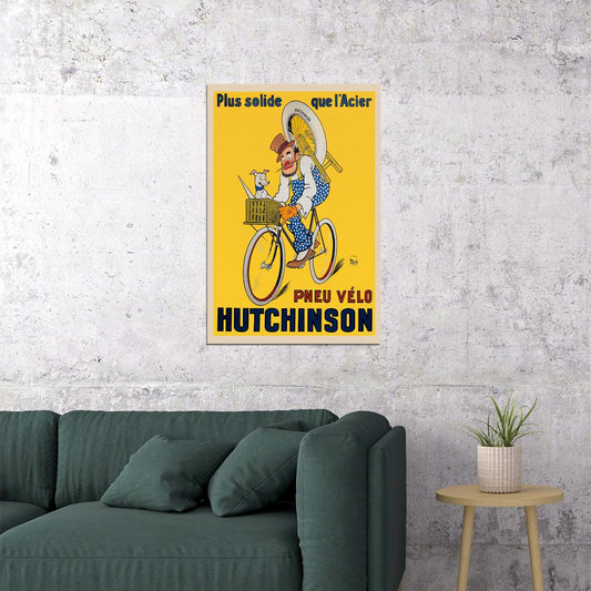 1929 Pneu Velo Hutchinson Bicycle Vintage Style Poster Wall Art Print Home Wall Decor - xonomax