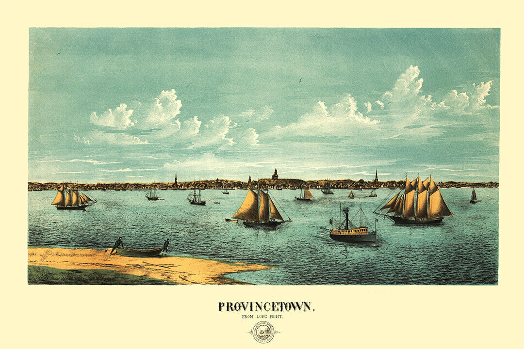 Provincetown Massachusetts 1877 Panoramic Town Old Map Poster Wall Art Print Home Wall Decor