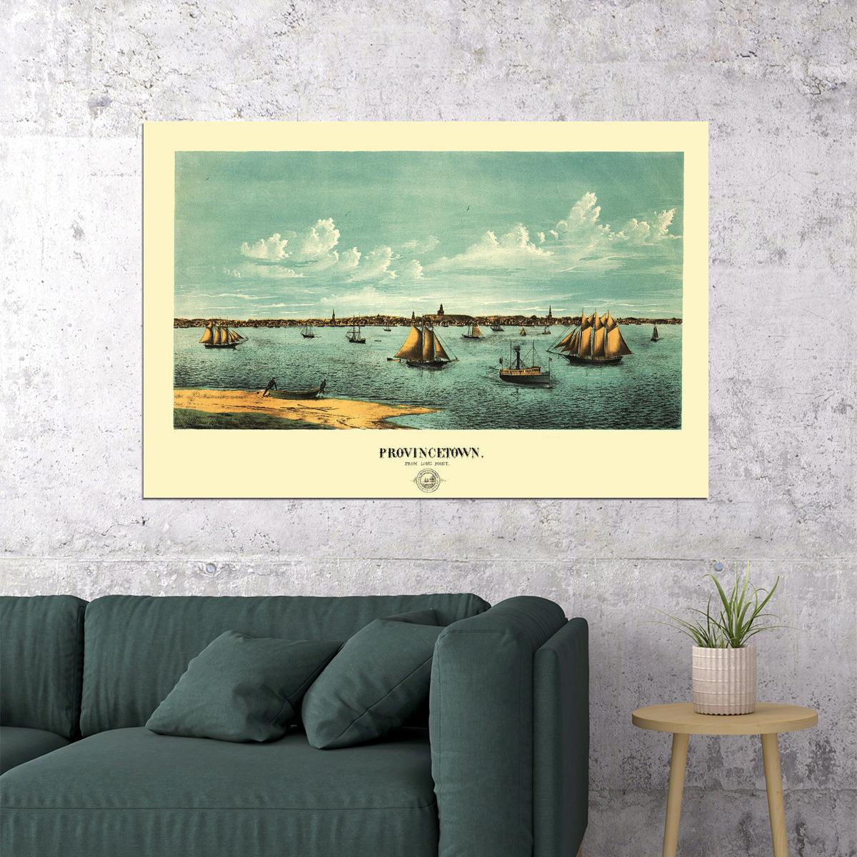 Provincetown Massachusetts 1877 Panoramic Town Old Map Poster Wall Art Print Home Wall Decor