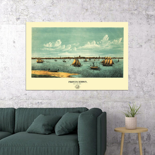 Provincetown Massachusetts 1877 Panoramic Town Old Map Poster Wall Art Print Home Wall Decor - xonomax