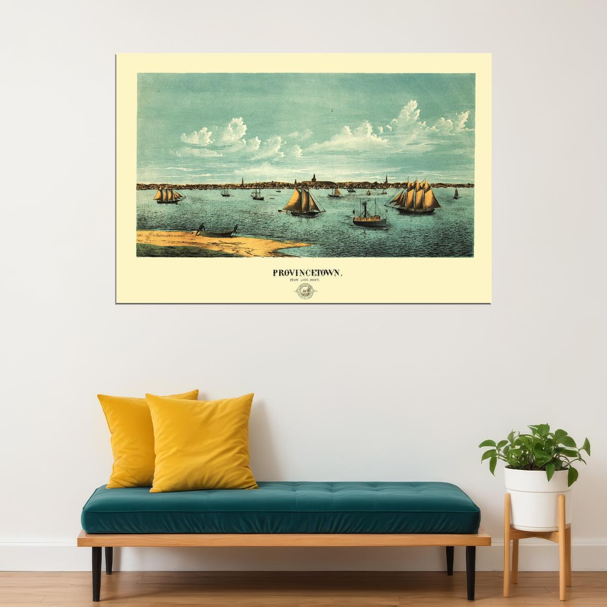 Provincetown Massachusetts 1877 Panoramic Town Old Map Poster Wall Art Print Home Wall Decor