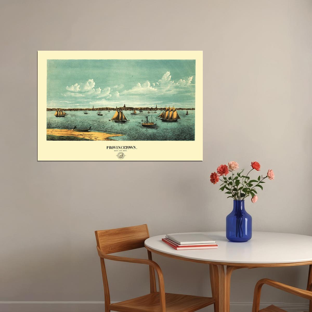 Provincetown Massachusetts 1877 Panoramic Town Old Map Poster Wall Art Print Home Wall Decor