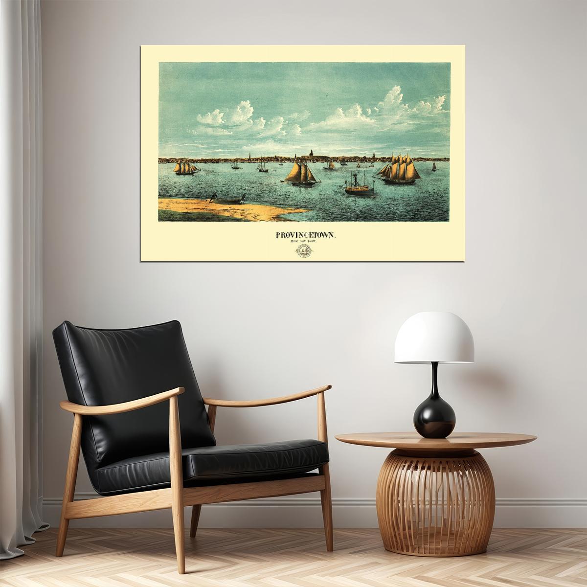 Provincetown Massachusetts 1877 Panoramic Town Old Map Poster Wall Art Print Home Wall Decor