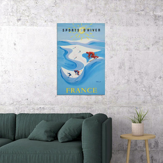 Winter Sports France 1940s Classic Vintage Skiing Poster Wall Art Print Home Wall Decor - xonomax