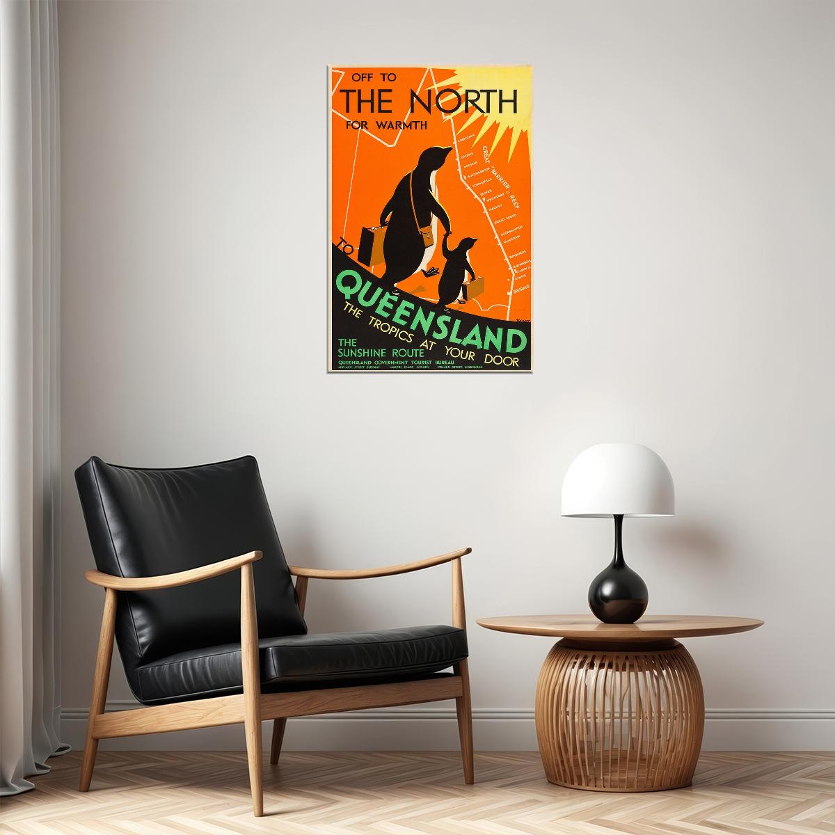 Queensland Penguins 1935 Classic Australian Travel Poster Wall Art Print Home Wall Decor - xonomax