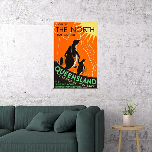 Queensland Penguins 1935 Classic Australian Travel Poster Wall Art Print Home Wall Decor - xonomax
