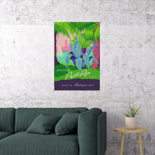 1936 Work Progress Administration Discover Puerto Rico Poster Wall Art Print Home Wall Decor - xonomax
