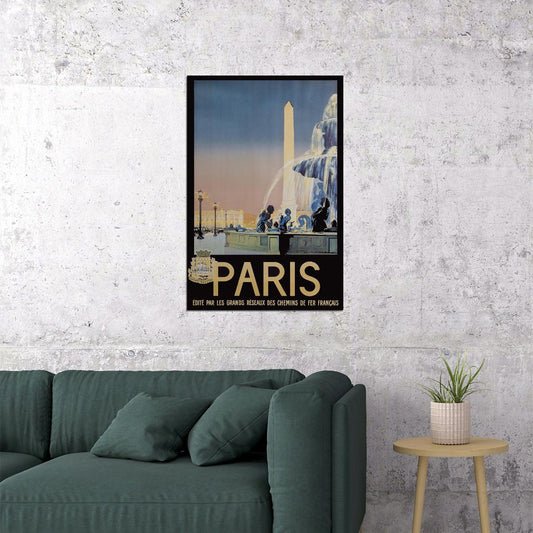 Visit Paris 1930s French Classic Vintage Style Travel Poster Wall Art Print Home Wall Decor - xonomax
