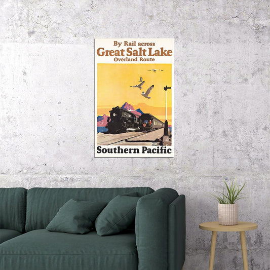 1920s Southern Pacific Railroad Great Salt Lake Vintage Poster Wall Art Print Home Wall Decor - xonomax
